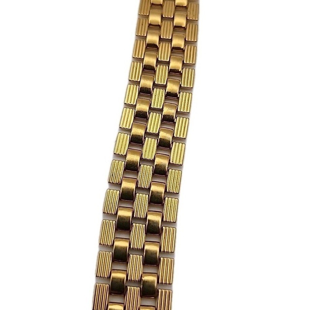 Napier Woven Gold Tone Link Bracelet Multi Row Basket Weave Thick Statement 7.5"